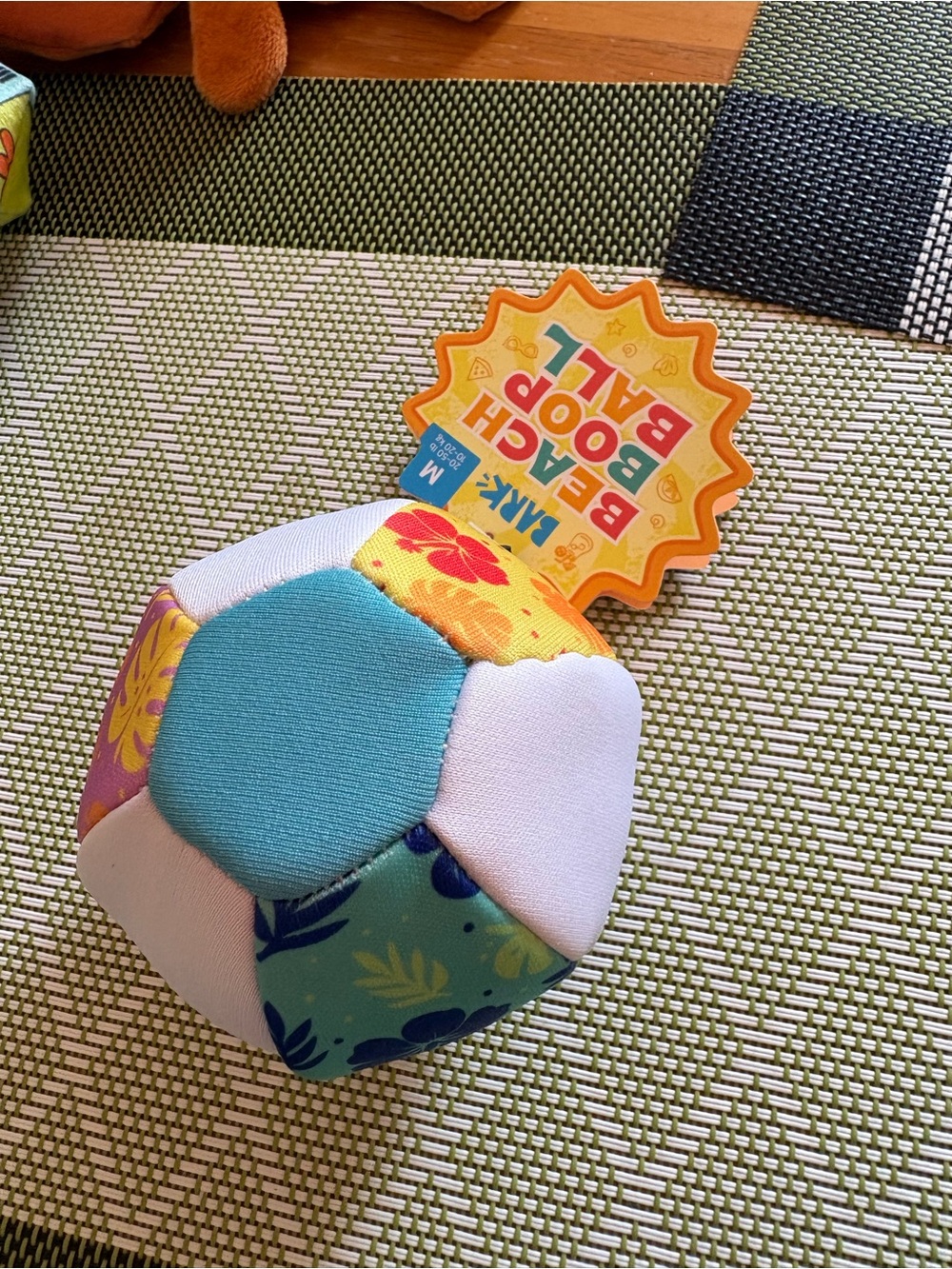Bark Multicolor Plush Beach Ball Toy - Teal, Yellow, White, Pink - Picture 2 of 3